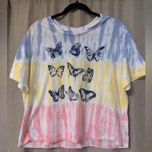 Rebellious One, butterfly graphic tee shirt